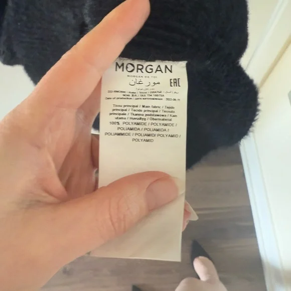 Morgan De Toi Black Sheath Dress with Mock Neck and Cuffed Sleeves - Picture 4 of 4